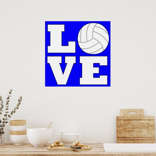 LOVE Volleyball Aangepaste kleurenvierkant Poster (Keuken)