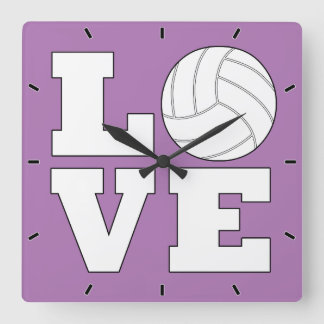 LOVE Volleyball Custom Team Color Sports Player Vierkante Klok