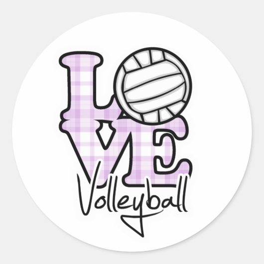 Love Volleyball Ronde Sticker (Voorkant)