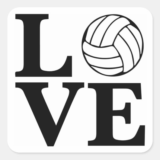 LOVE Volleyball Vierkante Sticker (Voorkant)