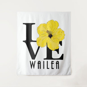 LOVE Wailea Hawaii Yellow Hibiscus Wandkleed