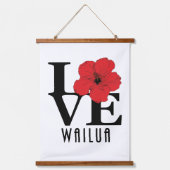 LOVE Wailua Hawaii Red Hibiscus Hangend Wandkleed (Voorkant)