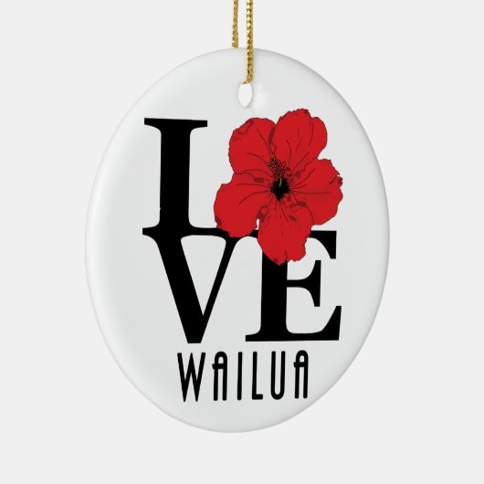 LOVE Wailua Hawaii Red Hibiscus Keramisch Ornament (Rechts)