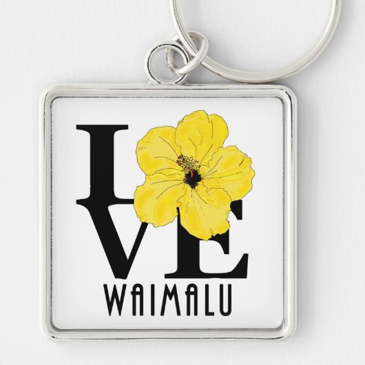 LOVE Waimalu Hawaii Yellow Hibiscus Sleutelhanger (Voorkant)