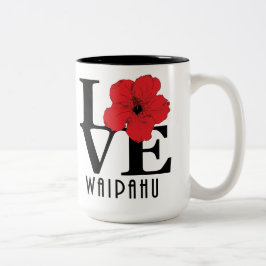LOVE Waipahu Hawaii Red Hibiscus 15oz Tweekleurige Koffiemok