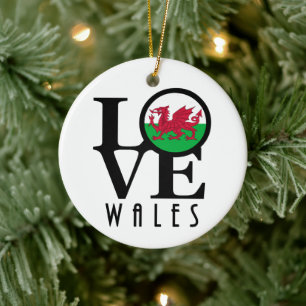 LOVE Wales Keramisch Ornament