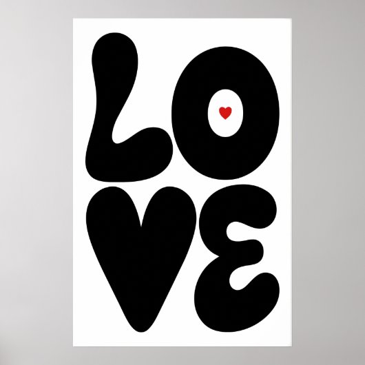 Love Wall Grafische Zwart-Wit Print (Matte (Voorkant)