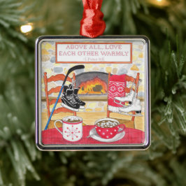 Love Warmly Waterverf Scripting Kerstmis Metalen Ornament