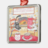 Love Warmly Waterverf Scripting Kerstmis Metalen Ornament (Links)