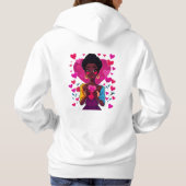 Love & Warmth Hoodie – Romantisch Hart Meisje Desi (Achterkant)