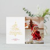 Love was Born Tree Folie kerstkaart Folie Feestdagenkaart (Staand Voorkant)