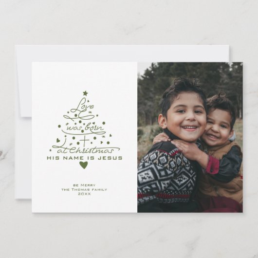 Love was Born Tree-kerstkaart Feestdagenkaart (Voorkant)