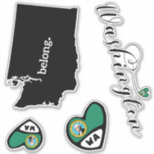 Love Washington, 3 Design, Die Cut Stickers (Voorkant)