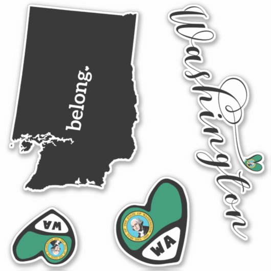 Love Washington, 3 Design, Die Cut Stickers (Voorkant)