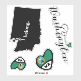 Love Washington, 3 Design, Die Cut Stickers