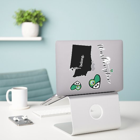 Love Washington, 3 Design, Die Cut Stickers (Laptop op bureau)