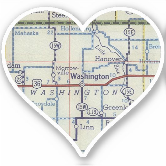 Love Washington Kansas Sticker (Voorkant)