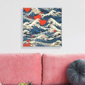 Love Waves Off Kanagawa Canvas Afdruk (Insitu (Woonkamer))