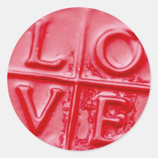 LOVE wax, Valentijn, rood, glanzend, Ronde Sticker (Voorkant)