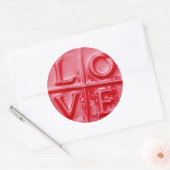 LOVE wax, Valentijn, rood, glanzend, Ronde Sticker (Envelop)