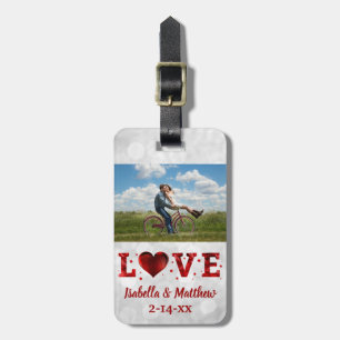Love Wedding Honeymoon Red Heart Foto Bagagelabel