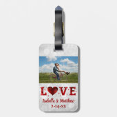 Love Wedding Honeymoon Red Heart Foto Bagagelabel (Achterkant verticaal)