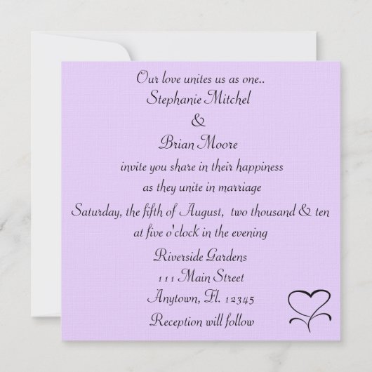 Love Wedding Invitation Kaart (Achterkant)