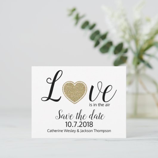Love Wedding Save the Date Post Kaart (Staand voorkant)