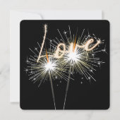 Love Wedding Sparklers on Black Invitation Kaart (Voorkant)