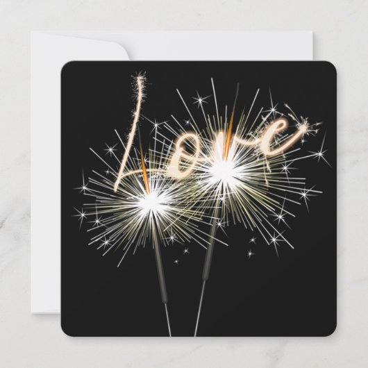 Love Wedding Sparklers on Black Invitation Kaart (Voorkant)