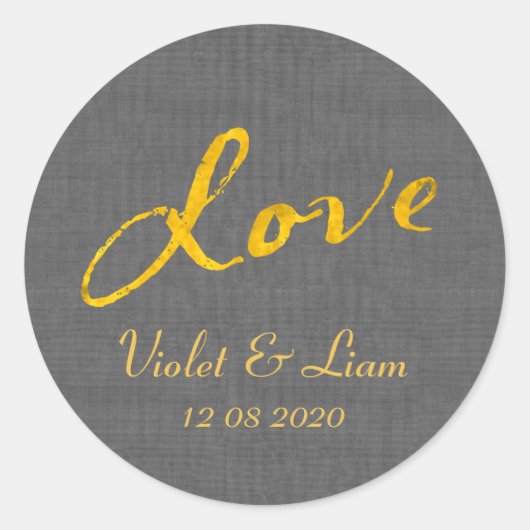 Love Wedding Sticker op Grey Linen (Voorkant)