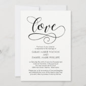 Love Wedding Typography Elegant Script Invitation Kaart (Voorkant)
