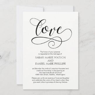 Love Wedding Typography Elegant Script Invitation Kaart