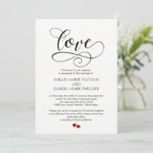 Love Wedding Typography Elegant Script Invitation Kaart (Staand voorkant)