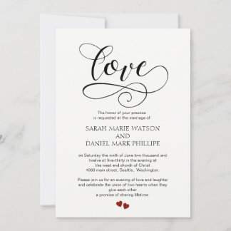 Love Wedding Typography Elegant Script Invitation Kaart