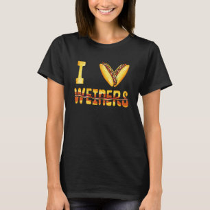 Love Weiners Hotdogs Wiener Sausage Hot Hondenlief T-shirt