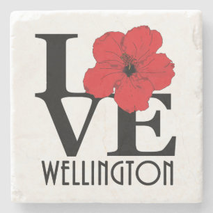 LOVE Wellington FL Red Hibiscus Stenen Onderzetter
