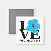 LOVE West Melbourne (blauwe hibiscus) Magneet (Voorkant / Achterkant)