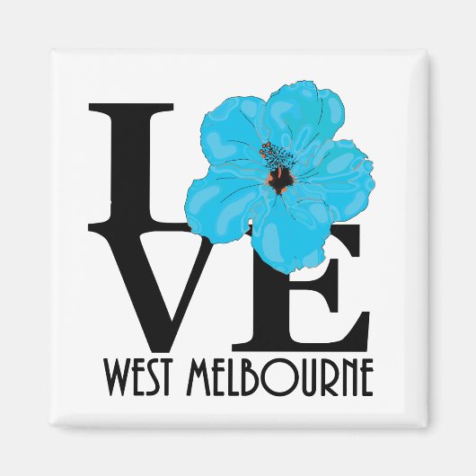 LOVE West Melbourne (blauwe hibiscus) Magneet (Voorkant)