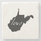 Love West Virginia Shaped Chalkboard Virginees Stenen Onderzetter (Voorkant)