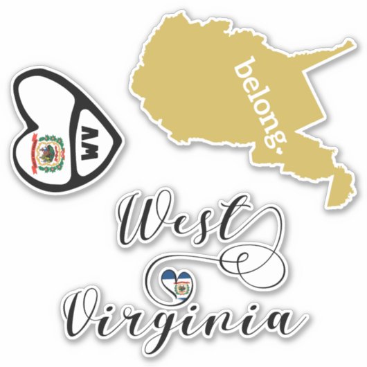 Love West Virginia, Sheet of Die Cut Stickers (Voorkant)