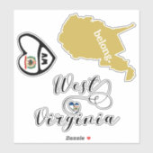 Love West Virginia, Sheet of Die Cut Stickers (Vel)