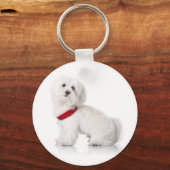 Love White Bichon Frise Puppy Dog Sleutelhanger (Voorkant)