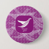 LOVE WHITE BIRD BY MASANSER RONDE BUTTON 7,6 CM (Voorkant)