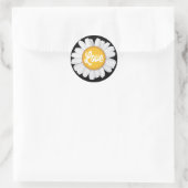 Love White Daisy Flower Zwart Bloemen Sticker (Tas)