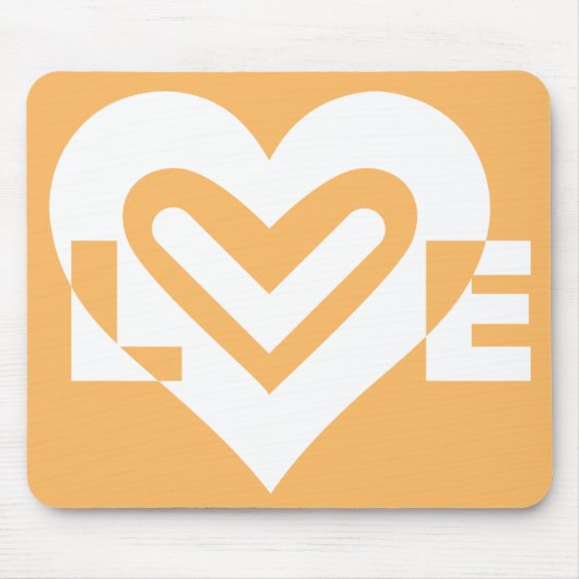 Love White en Oranje Muismat (Voorkant)