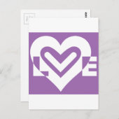 Love White en Paars Briefkaart (Voorkant / Achterkant)