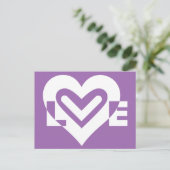 Love White en Paars Briefkaart (Staand voorkant)