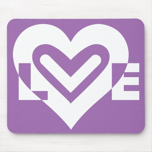 Love White en Paars Muismat (Voorkant)