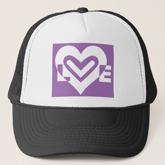 Love White en Paars Trucker Pet (Voorkant)